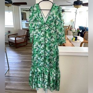 Green floral dress.